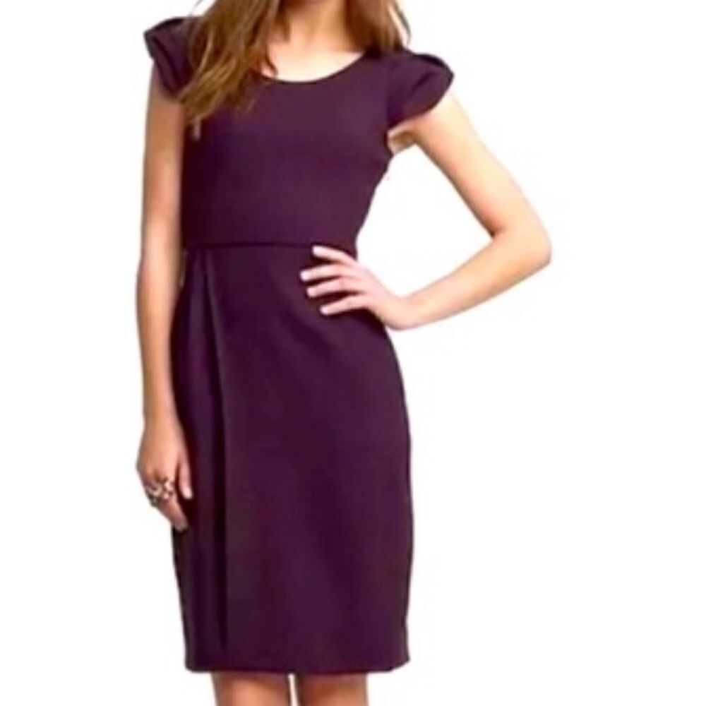J. CREW 💯% Italian Wool Purple Styled Cap Sleeves Sheath Dress SIZE 4